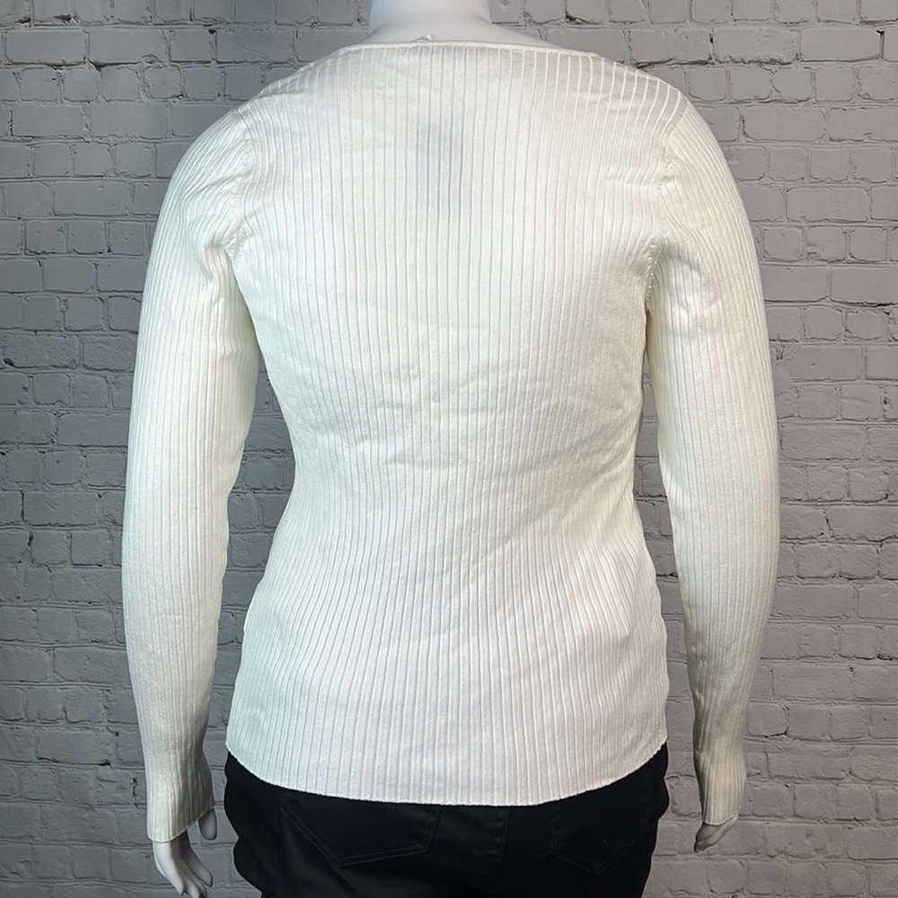 INC Off White Ribbed Crossover Sweater Plus Size XXL - Picture 2 of 6